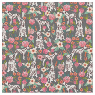 Leber-Dalmatiner-Hund Vintage Blumen Stoff