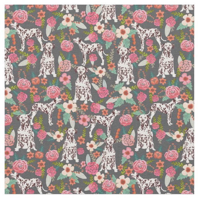 Leber-Dalmatiner-Hund Vintage Blumen Stoff (Nahaufnahme)