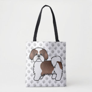 Leber und weißer Schih-Tzu-Karikatur Hund und Paws