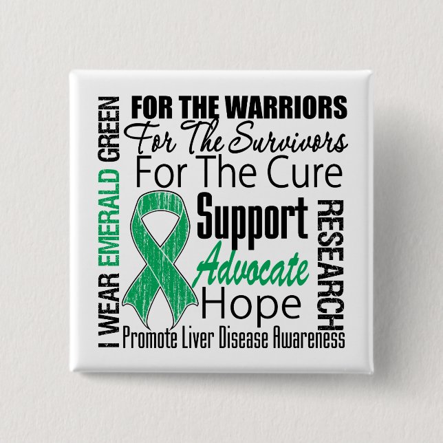 Lebererkrankung, die ich trage Smaragdgrüne Schlei Button (Vorderseite)