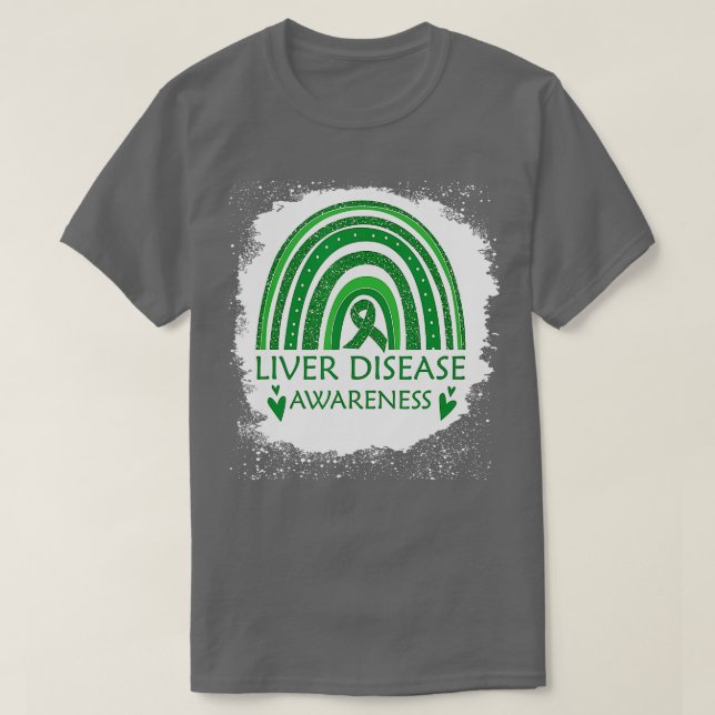Lebererkrankung Erblindung Rainbow Green Rib T-Shirt (Design vorne)