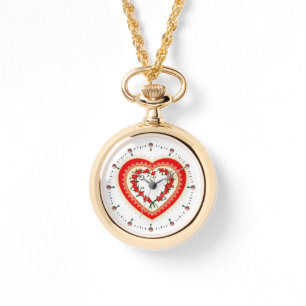 LEBERHERZ MIT ROTEN BLUME ARMBANDUHR