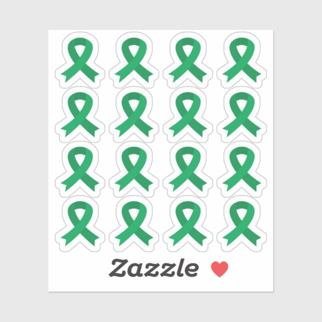 Leberkrebs Bewusstsein für Augenkrebs Grüne Ribbon Aufkleber (Blatt)