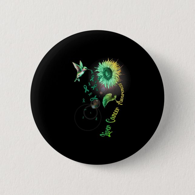 Leberkrebs Sonnenblume Hummingbird Button (Vorderseite)
