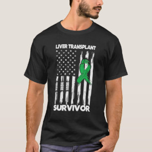 Lebertransplantation Operation US-Flagge Lebertran T-Shirt