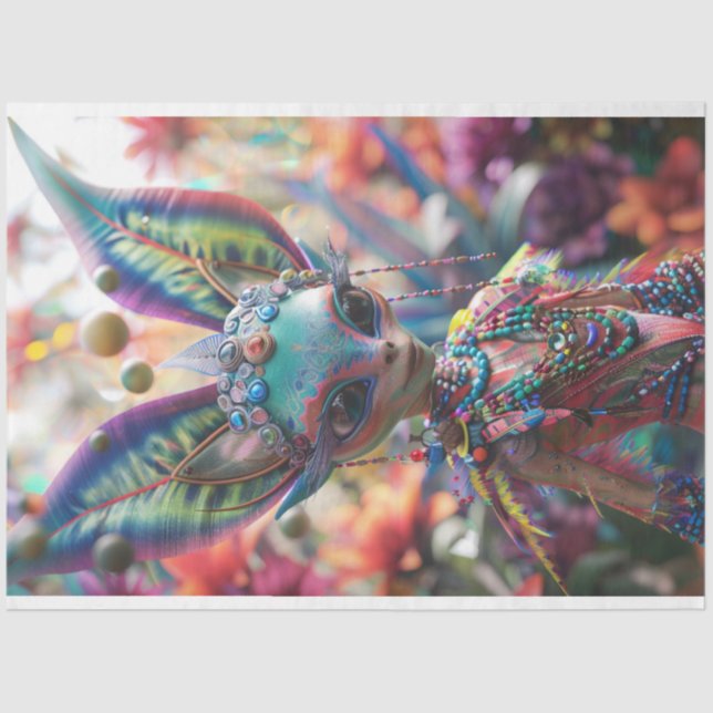 Lebhaft farbene Elf Fairy Large Oars Dekoupage Seidenpapier (Vorderseite)