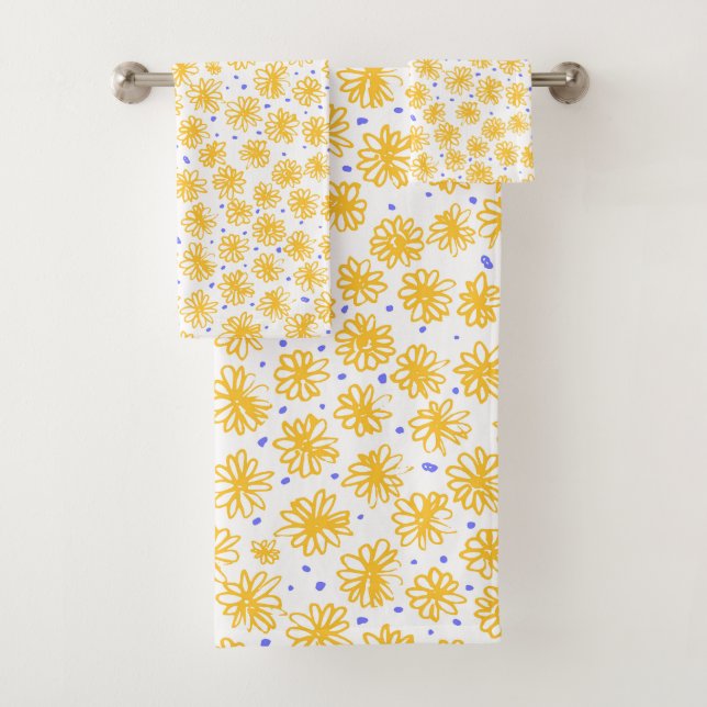 Lebhaft gelbe wunderliche Gänseblümchen-Blumen Badhandtuch Set (Insitu)