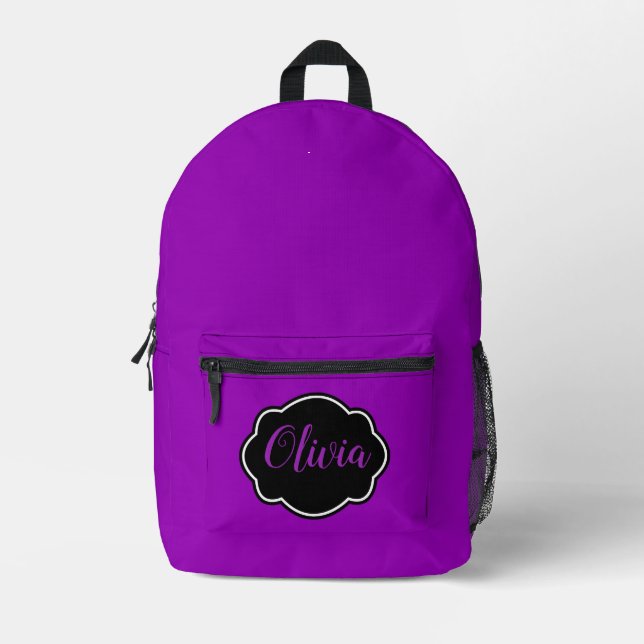 Lebhaft, kühl Fuchsia Lila Personalisiert Bedruckter Rucksack (Vorderseite)
