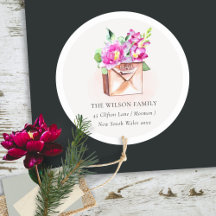 Lebhaft rosa Floral Mailbox Wir haben bewegte Adre