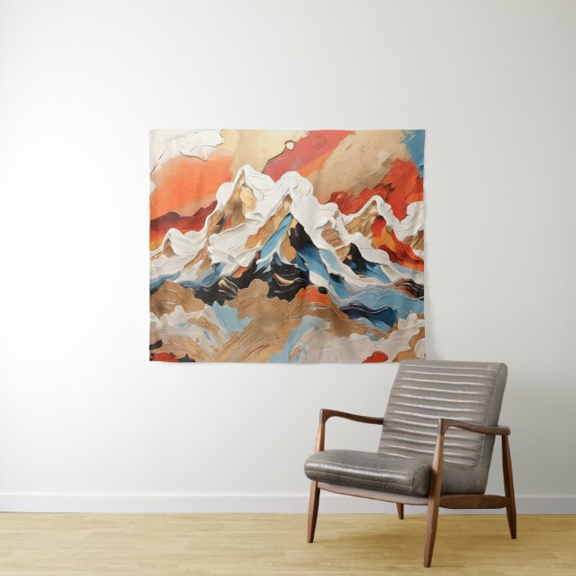 Lebhafte Abstrakte Alpenlandschaft Wandteppich (Beispiel (Horizontal))