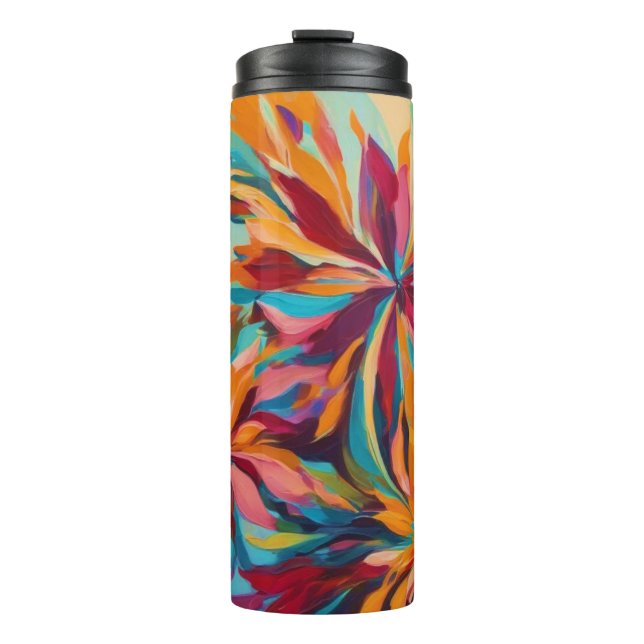 Lebhafte Abstrakte Blume Thermosbecher (Vorderseite)