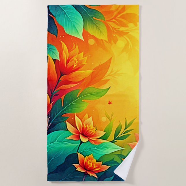 Lebhafte Abstrakte Blumenbeauty Strandtuch (Vorderseite)