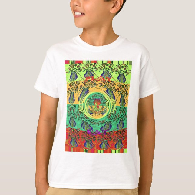 Lebhafte Abstrakte Blumenkunst T-Shirt (Vorderseite)