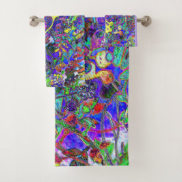 lebhafte abstrakte Blüte 1 Badhandtuch Set