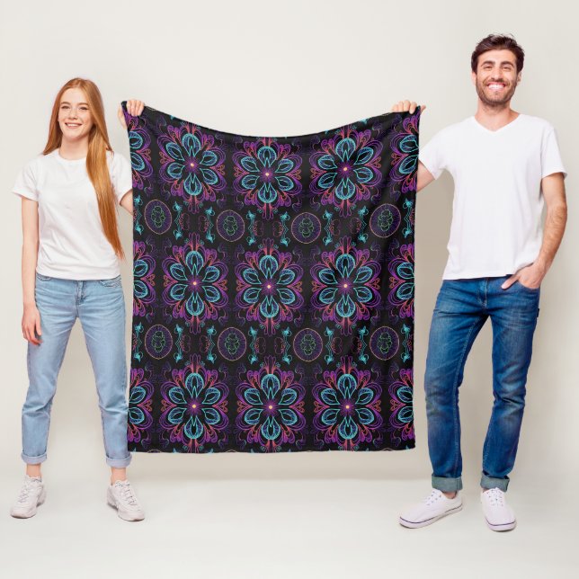 Lebhafte Abstrakte Blüte 2 Fleecedecke (Beispiel)