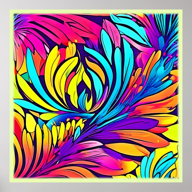 Lebhafte Abstrakte Blüte Poster (Vorne)