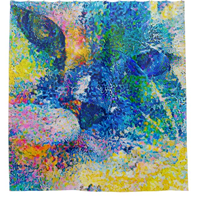 Lebhafte Abstrakte Cat Art Print Duschvorhang (Vorderseite)