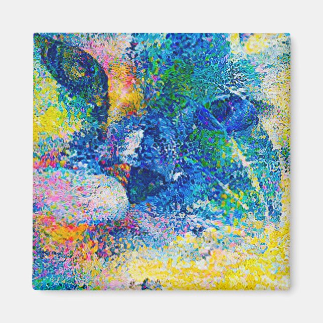 Lebhafte Abstrakte Cat Art Print Magnet (Vorne)