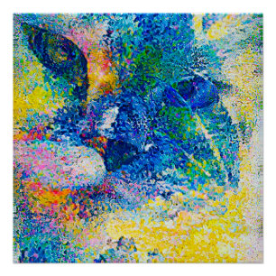 Lebhafte Abstrakte Cat Art Print Poster