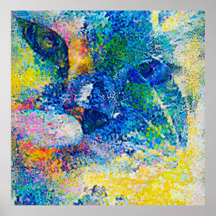 Lebhafte Abstrakte Cat Art Print Poster