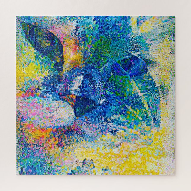 Lebhafte Abstrakte Cat Art Print Puzzle (Vertikal)