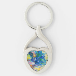 Lebhafte Abstrakte Cat Art Print Schlüsselanhänger