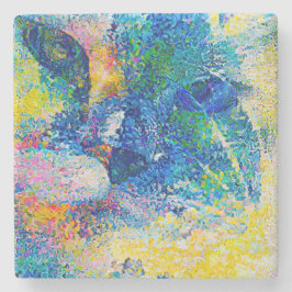 Lebhafte Abstrakte Cat Art Print Steinuntersetzer
