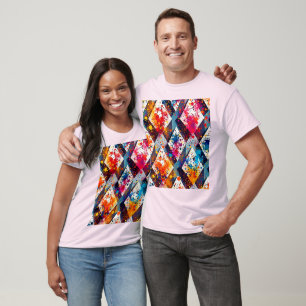 Lebhafte Abstrakte Diamantmuster T-Shirt