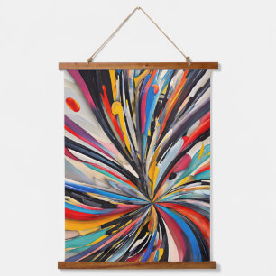 Lebhafte Abstrakte Explosion Moderne Kunst Wandteppich Mit Holzrahmen