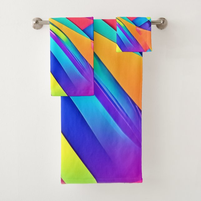 Lebhafte Abstrakte Farbbandkunst Badhandtuch Set (Insitu)