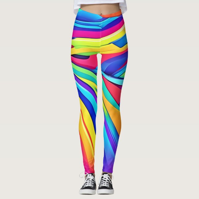 Lebhafte Abstrakte Farbbandkunst Leggings (Vorderseite)