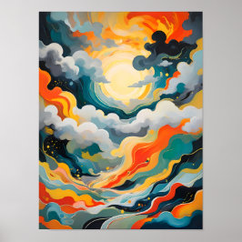 Lebhafte Abstrakte fette Sonne - strahlende Horizo Poster