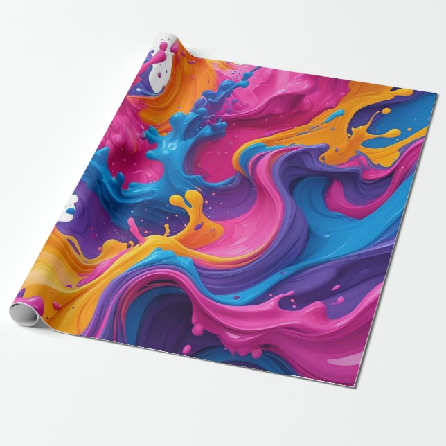 Lebhafte Abstrakte Fluid Art - Color Splash Design Geschenkpapier (Ungerollt)