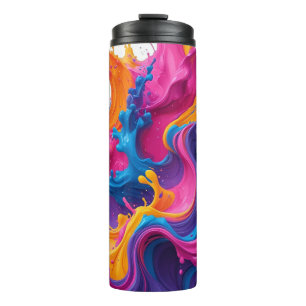 Lebhafte Abstrakte Fluid Art - Color Splash Design Thermosbecher