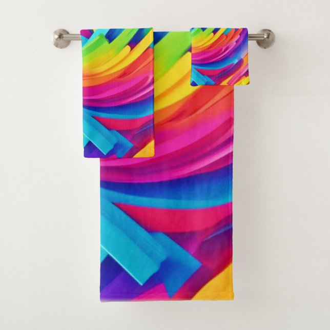 Lebhafte Abstrakte Formen Kunst Badhandtuch Set (Insitu)