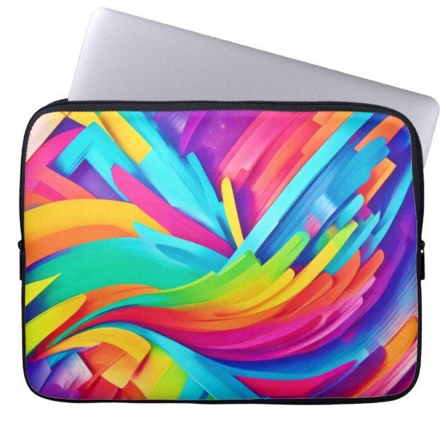 Lebhafte Abstrakte Formen Kunst Laptopschutzhülle (Vorderseite)
