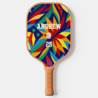 Lebhafte Abstrakte geometrische, mehrfarbige tropi Pickleball Schläger