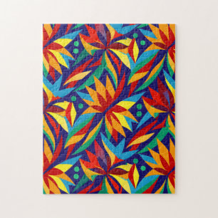Lebhafte Abstrakte geometrische, mehrfarbige tropi Puzzle