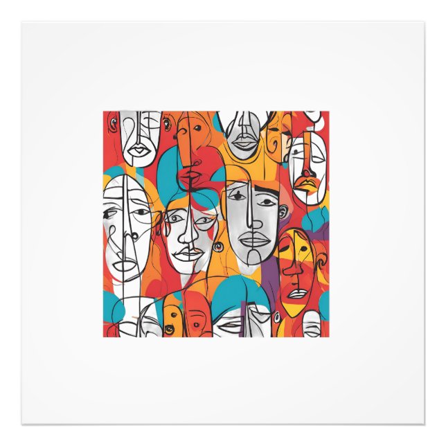 Lebhafte Abstrakte Gesichter - Moderne Kunst Fotodruck (Vorne)
