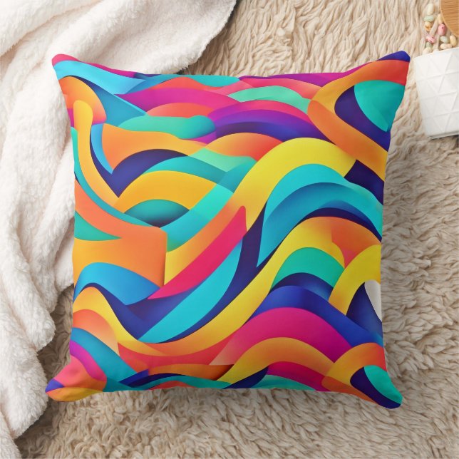 Lebhafte Abstrakte Kunst der Wavy Kissen (Decke)