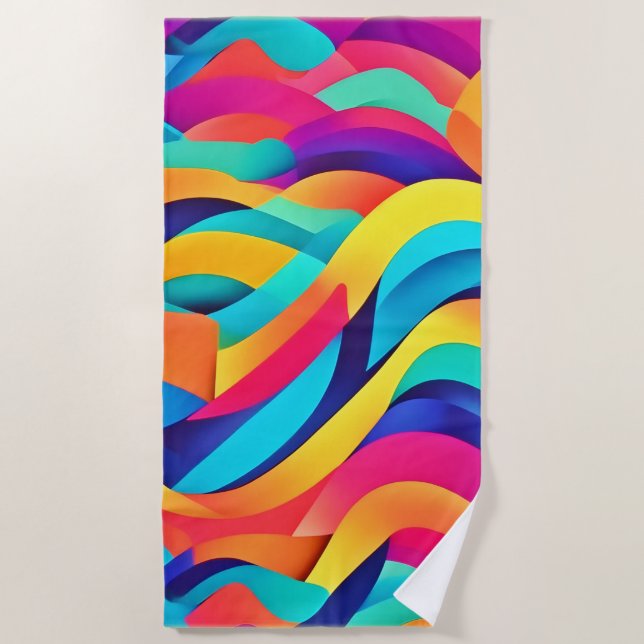 Lebhafte Abstrakte Kunst der Wavy Strandtuch (Vorderseite)