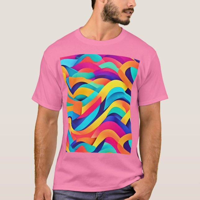 Lebhafte Abstrakte Kunst der Wavy T-Shirt (Vorderseite)