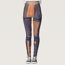 Lebhafte Abstrakte Matisse-Inspiriert Linocut Leggings