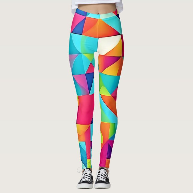 Lebhafte Abstrakte Muster Leggings (Vorderseite)