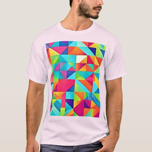 Lebhafte Abstrakte Muster T-Shirt (Vorderseite)