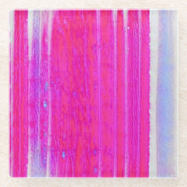 Lebhafte Abstrakte Rosa und Lila Streifen Kunst, D Glasuntersetzer