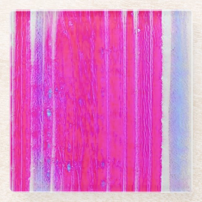Lebhafte Abstrakte Rosa und Lila Streifen Kunst, D Glasuntersetzer (Vorderseite)