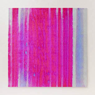 Lebhafte Abstrakte Rosa und Lila Streifen Kunst, D Puzzle