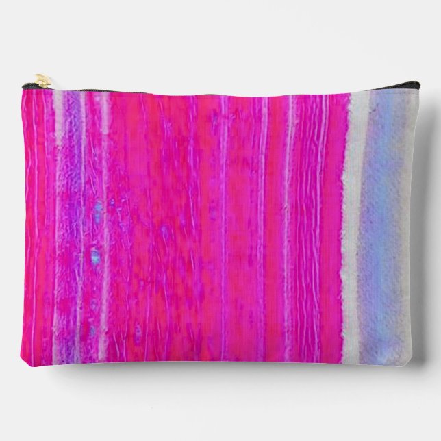Lebhafte Abstrakte Rosa und Lila Streifen Kunst, D Zubehörtasche (Vorderseite)
