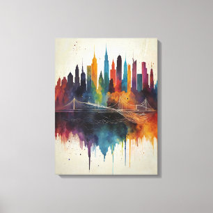 Lebhafte Abstrakte Skyline City Art Leinwanddruck